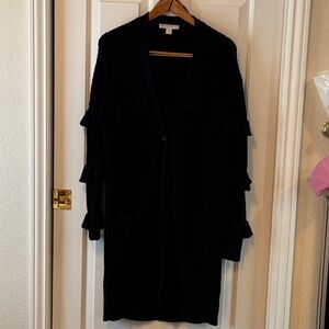 Michael Kors Black Ruffled Cardigan